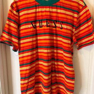 Guess J Balvin Striped Tee in Red, Orange and Orange
